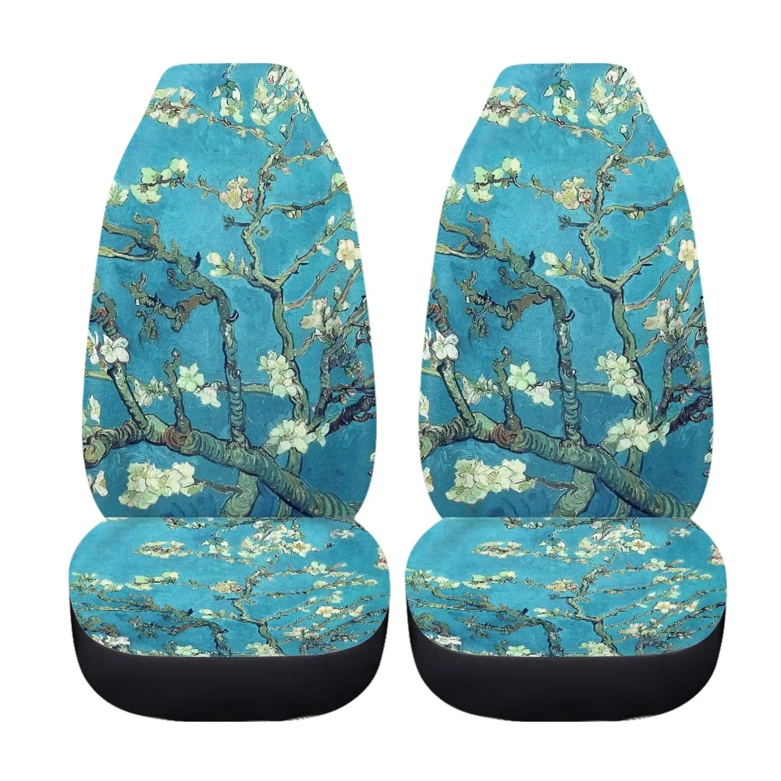 Xoenoiee Car Seat Cover Plum Blossoms Print Polyester Vehicle Bucket Seat Cover 2 Pack Set Front Seat Covers for Most Cars SUV Sedan Pickup Truck, Easy to Install