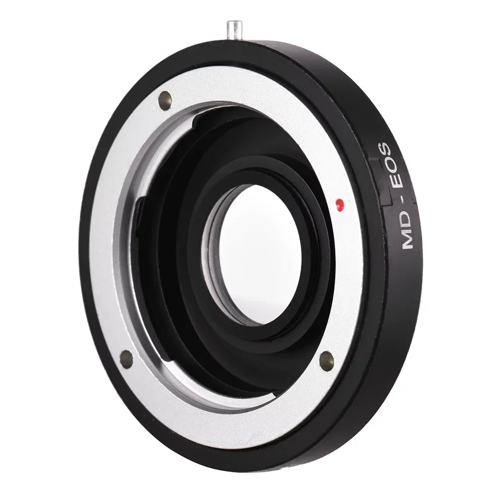 MD- Lens Mount Adapter Ring with Corrective Lens for Minolta MD Lens to Fit for Canon EF Camera Focus Infinity