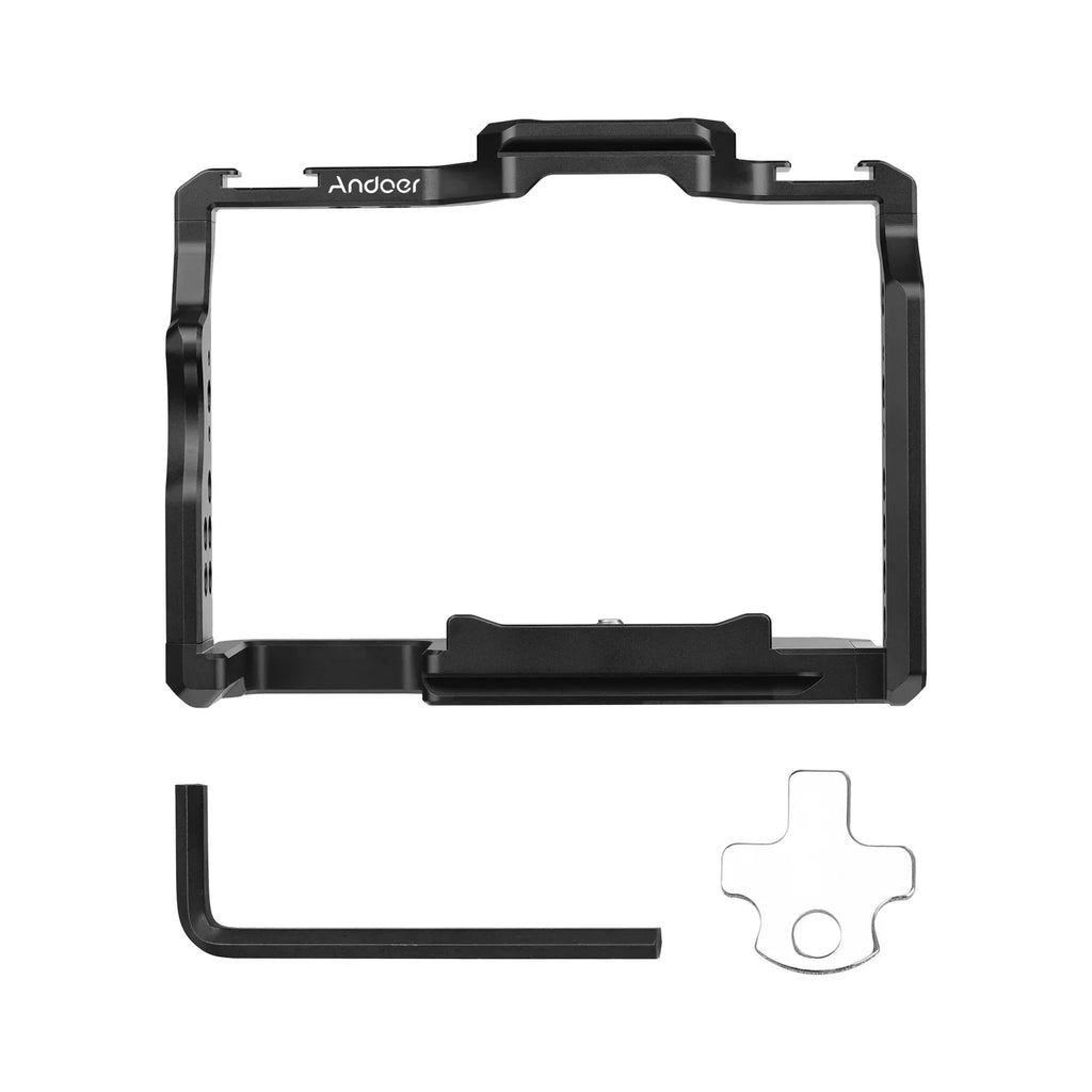Camera Cage Aluminum Alloy Video Cage with Dual Cold Shoe Mounts Numerous 1/4 Inch Threads Replacement for Sony A7IV/ A7III/ A7II/ A7R III/ A7R II/ A7S II