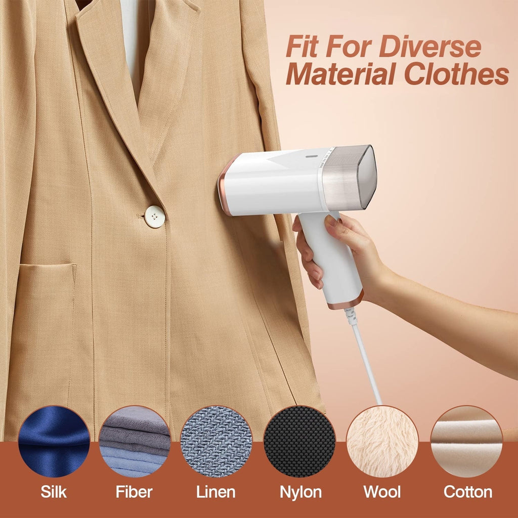iMounTEK 1000W Portable Handheld Steamer with Brush Foldable Travel Electric Steamer for Garments Clothing Wrinkles Remover 30S Heat up 120ML Water Tank, White