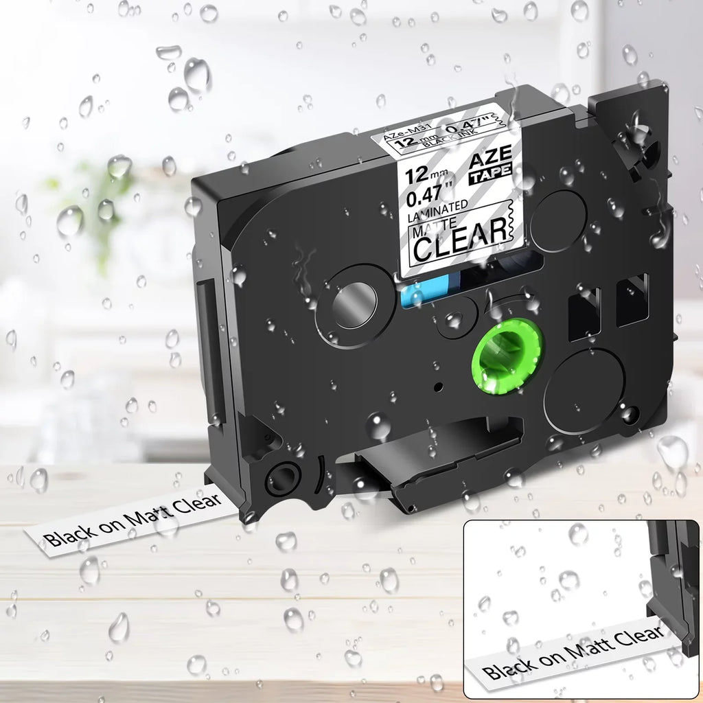 GREENCYCLE 30PK Compatible for Brother P-touch Black on Matte Clear 12mm 0.47" TZe-M31 TZ-M31 TZM31 TZeM31 Laminated Label Tape