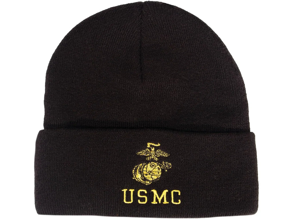 Rothco Embroidered USMC Watch Cap, Gold Eagle, Globe, & Anchor Insignia, One Siz