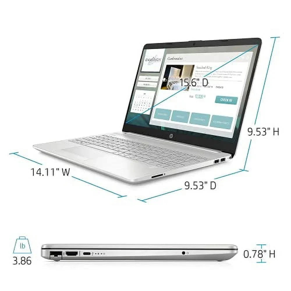 HP 2022 15.6" HD Touchscreen Laptop PC Intel 4-Core i5-1135G7 16GB DDR4 256GB NVMe SSD Iris Xe Graphics Webcam HDMI WiFi AC RJ45 BT USB-C Backlit Keyboard Silver Windows 10 w/RE Accessories