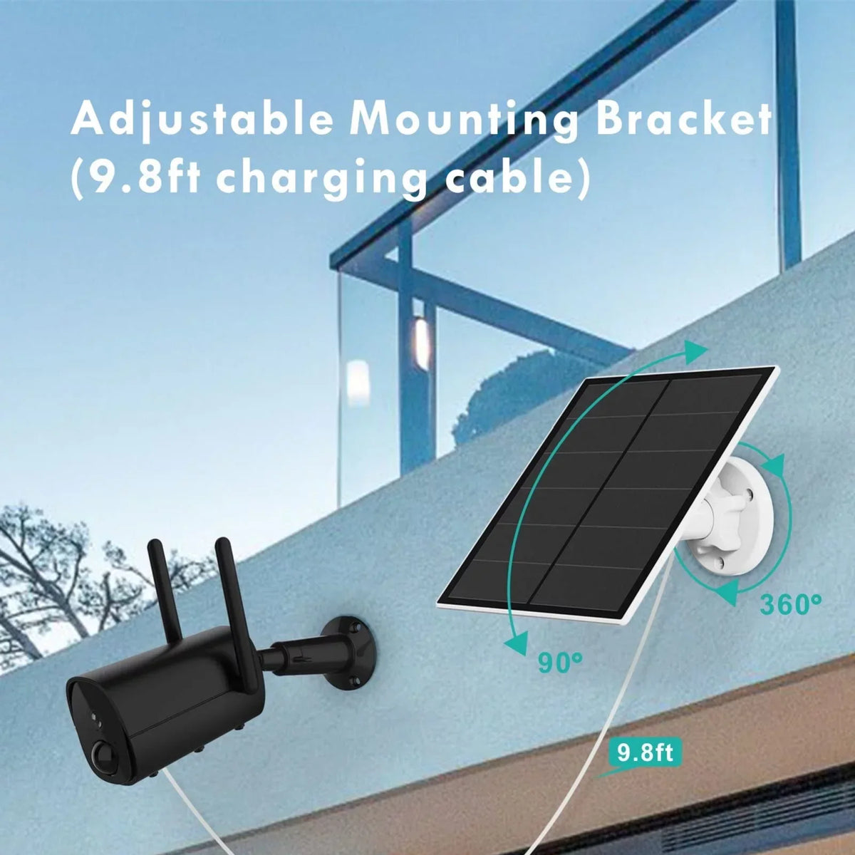 Netvue Solar Panel for Outdoor Security Camera, Compatible with Rechargeable Battery Micro USB Port