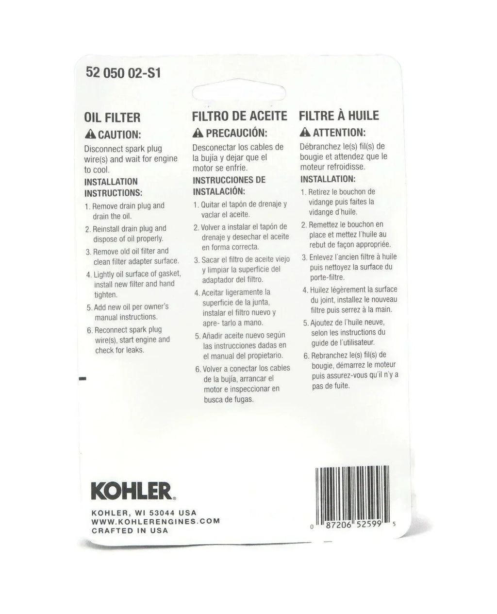 OEM | (2 Pack) Pro Performance Anti-drain Oil Filter for Kohler 52 050 02-S, 5205002S