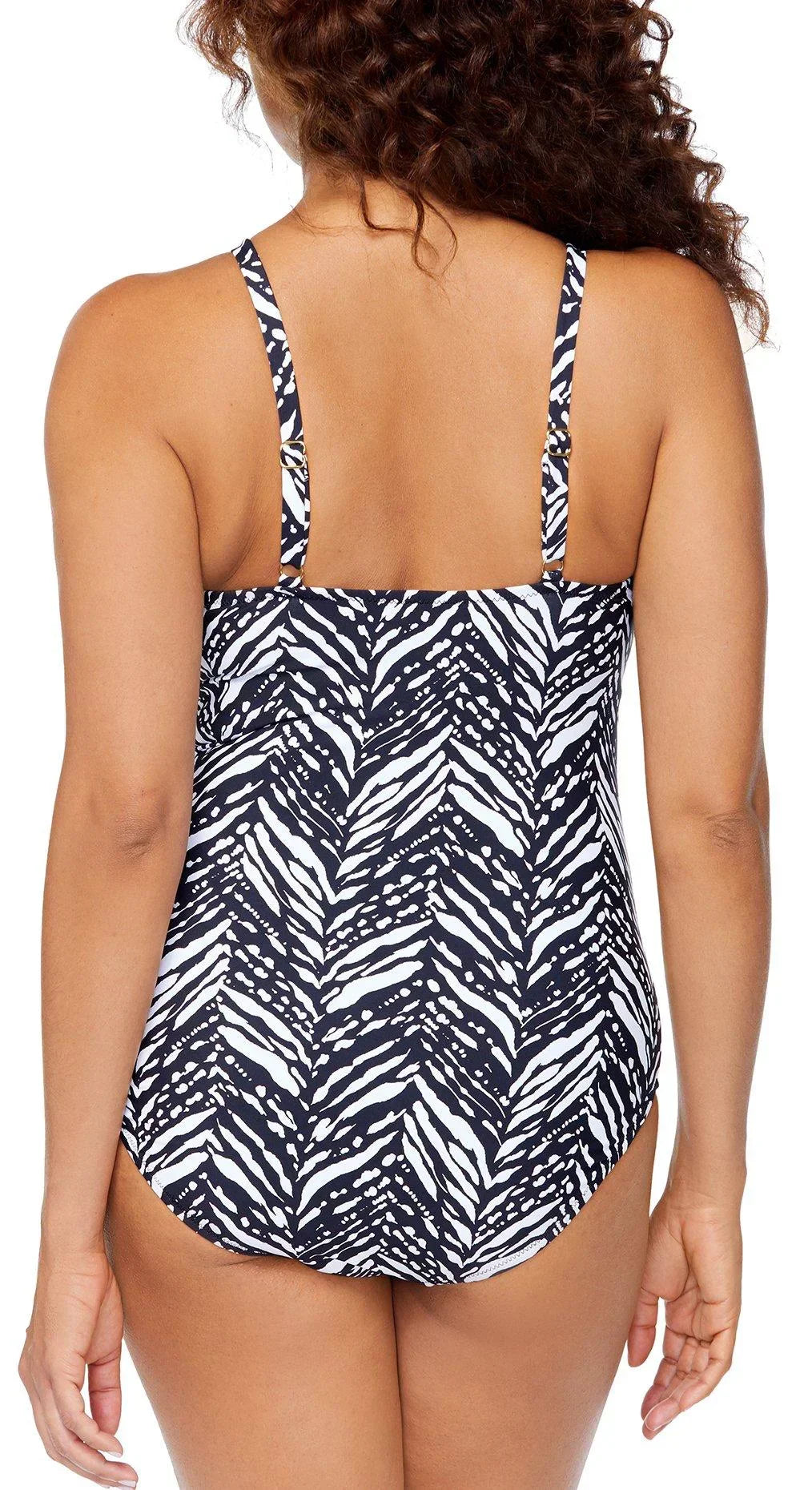 Leilani Womens Kalahari Poolside One Piece Swimsuit 6 Black/white