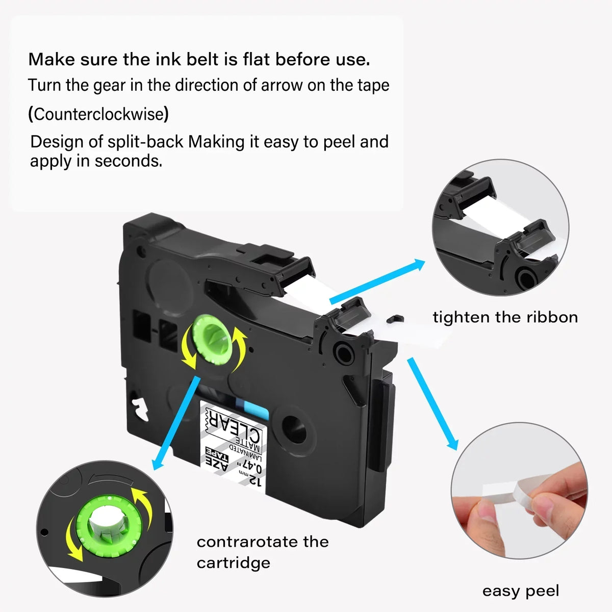 GREENCYCLE 30PK Compatible for Brother P-touch Black on Matte Clear 12mm 0.47" TZe-M31 TZ-M31 TZM31 TZeM31 Laminated Label Tape