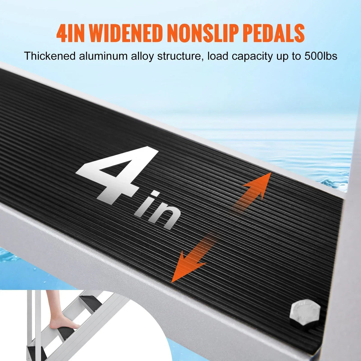 Vevor  500 lbs Load Aluminum Alloy 6-Steps Pontoon Boat Dock Ladder with 43 to 51 in. Adjustable Height