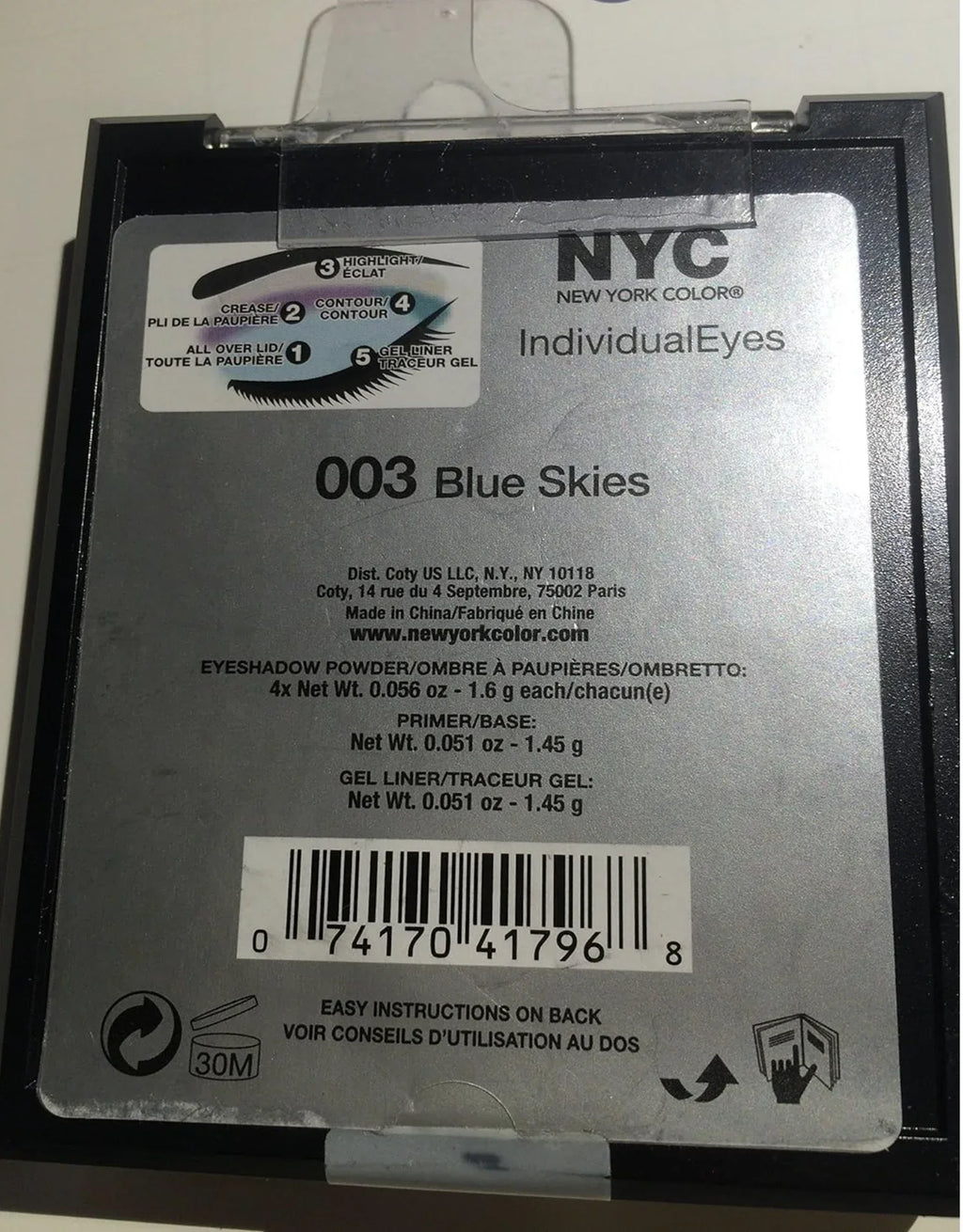 3 NYC New York Individual Eyes Eye Shadow Primer Base & Illum, 003, Blue Skies