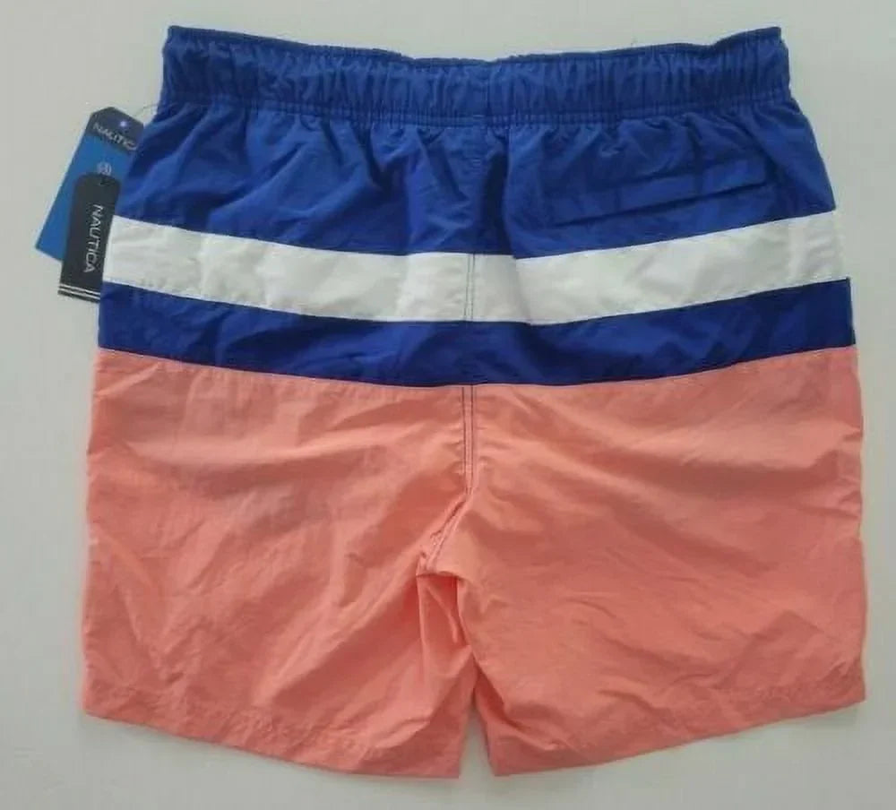 Nautica Men's Colorblocked 8" Swim Trunks T01131 in Pale Coral-XL