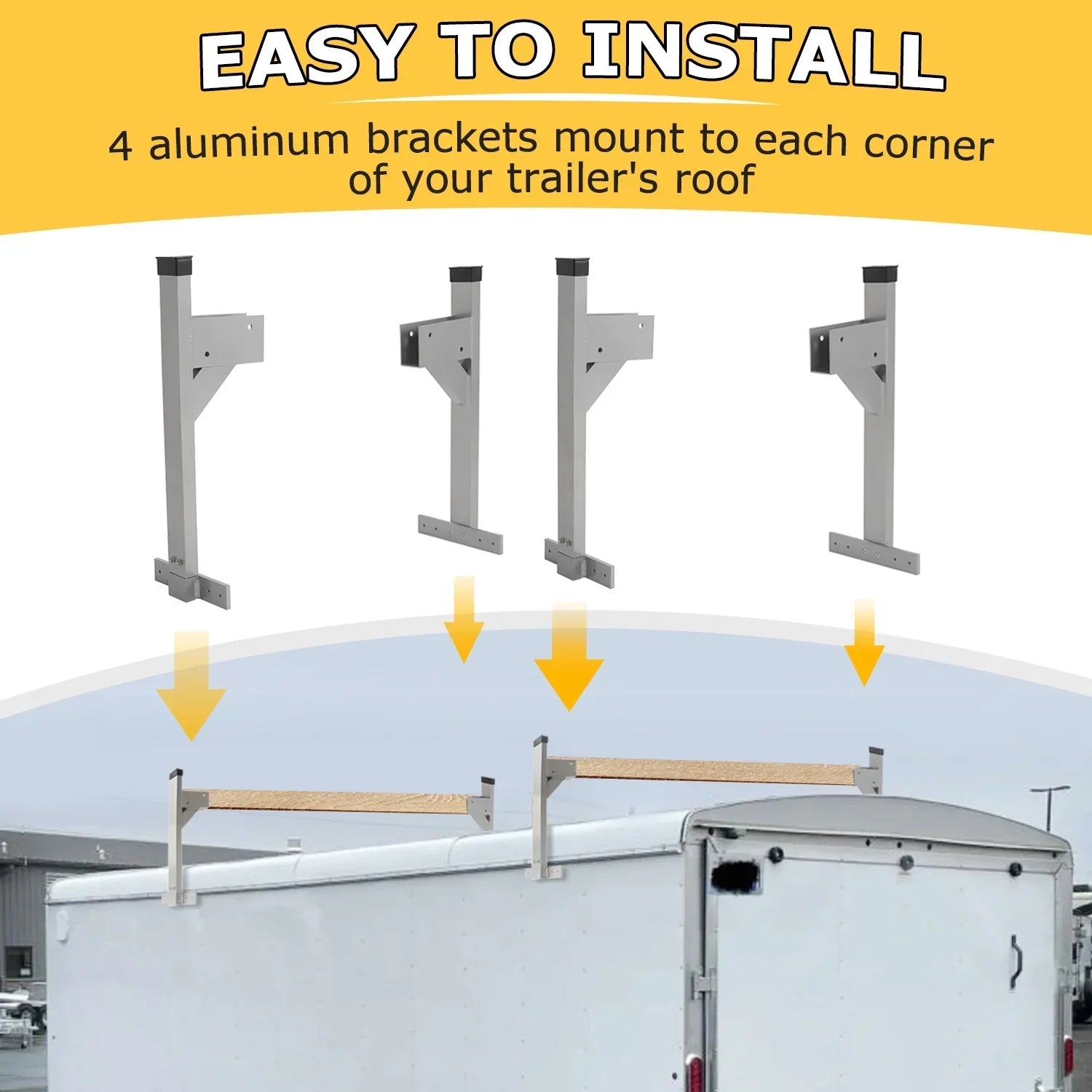 Kojem Adjustable Roof Ladder Rack Bracket Kit for Enclosed Trailers Cargo Vans