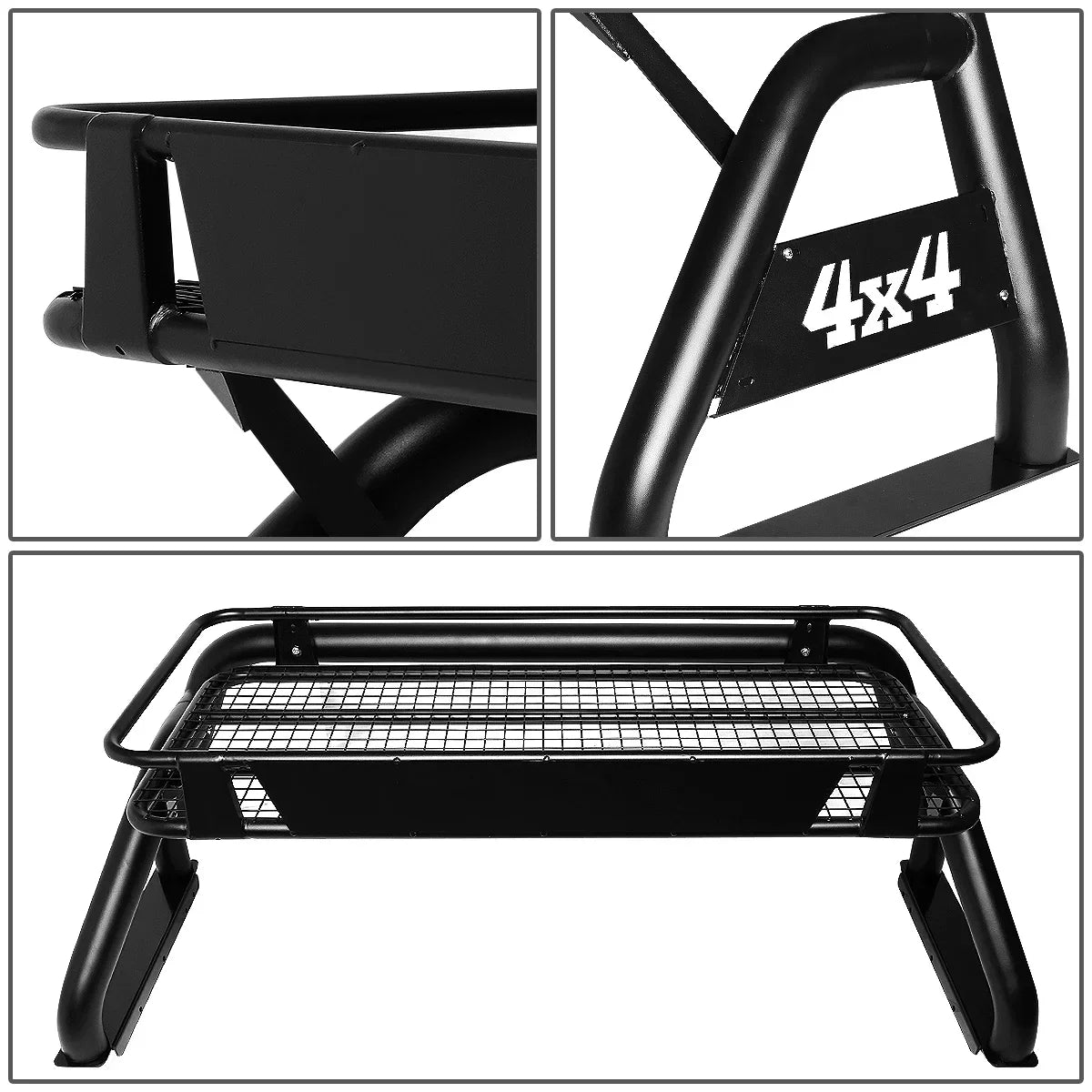 DNA Motoring TCRB-001 For 2007 to 2018 Toyota Tundra Styleside Truck Bed Heavy Duty Aluminum Roll Bar + Roof Cargo Rack Bracket Carrier 08 09 10 11 12 13 14 15 16 17