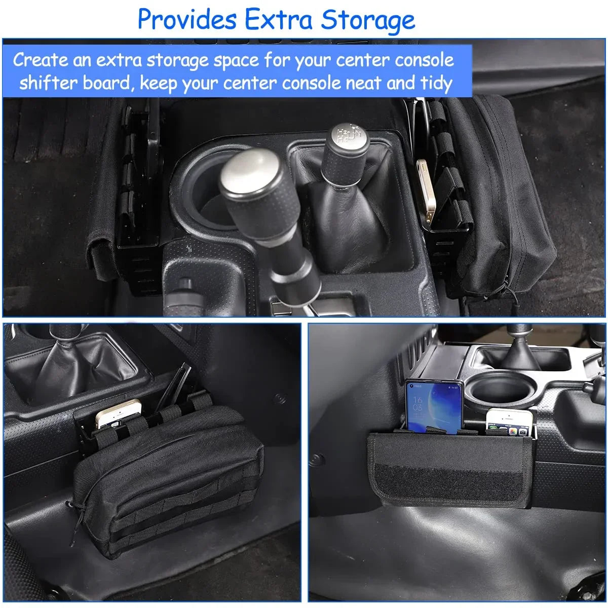 Tinki  Car Shifter Storage Box Compatible with Toyot@ FJ Cruiser 2007-2021, Black,Height 5.3in,1PCS