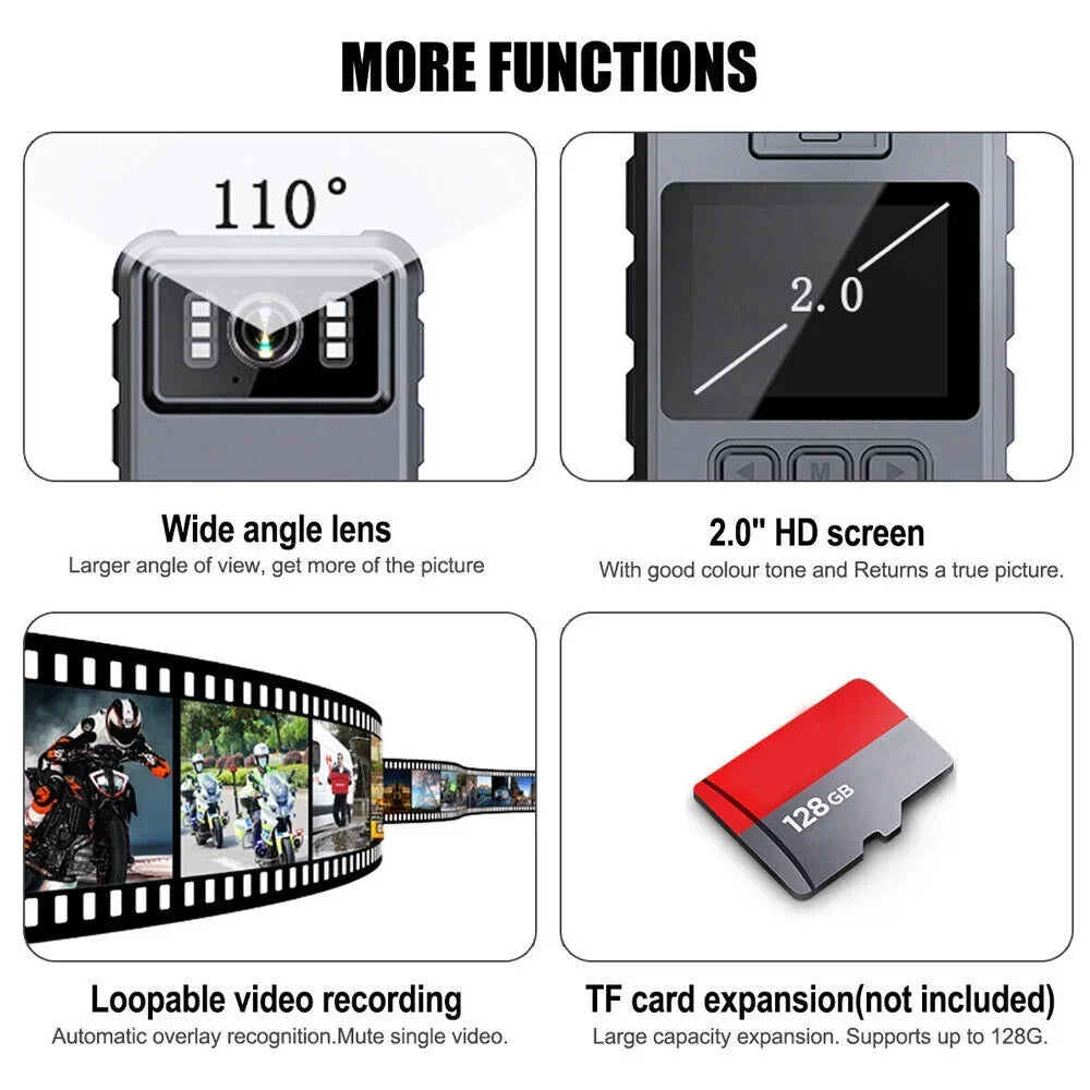JahyShow Night Vision Body Camera - Mini Camcorder with 1080P Audio Video DVR and WiFi Connectivity