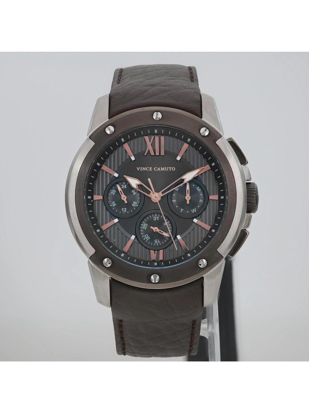 Pre-owned Vince Camuto Steel Quartz Gray Dial Mens Watch VC/1129DGSV (Like New)