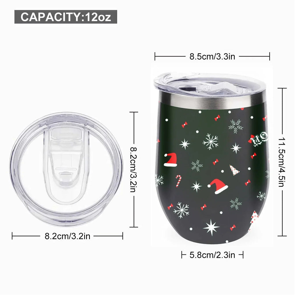 Hidove 12oz 304 Stainless Steel Vacuum Insulated Cups, Christmas Tree with Red and Green Color Eggshell Cup U Shape Tumbler Cups with Lid, Double Layer Insulation Wine Cup Big Belly Cup