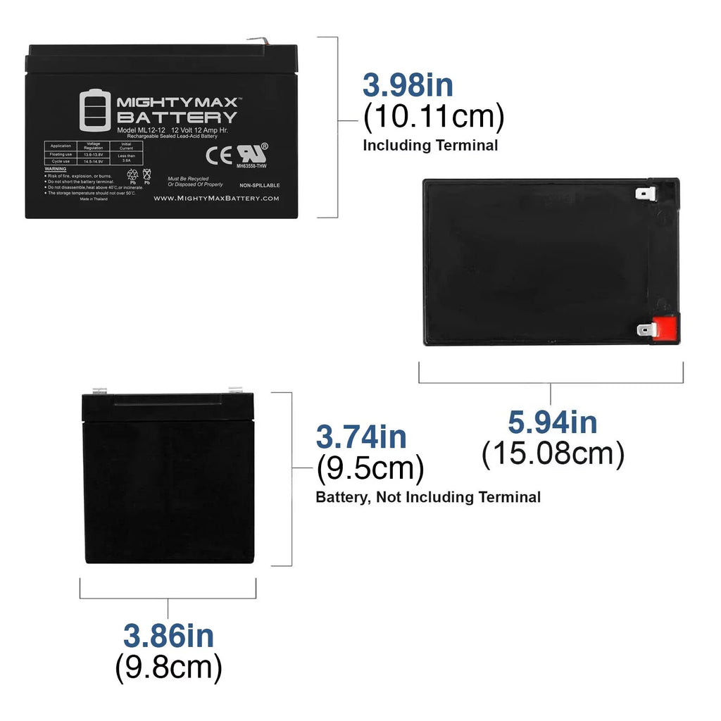 12V 12AH Battery Replacement for LIFAN LF8500iE-CA + 12V 1Amp Charger