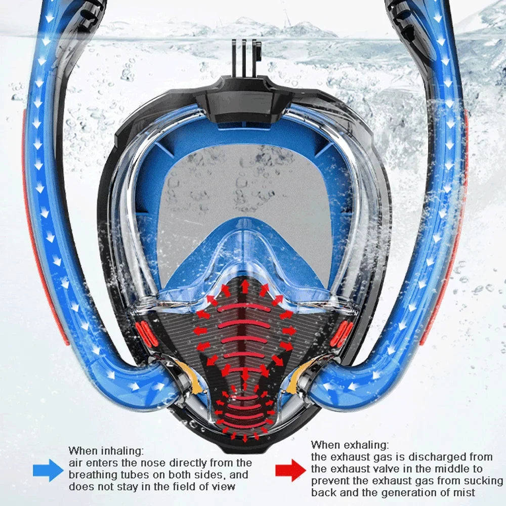 Snorkeling Diving Goggles Double Tube Silicone Full Drying Diving Mask for Snorkeling