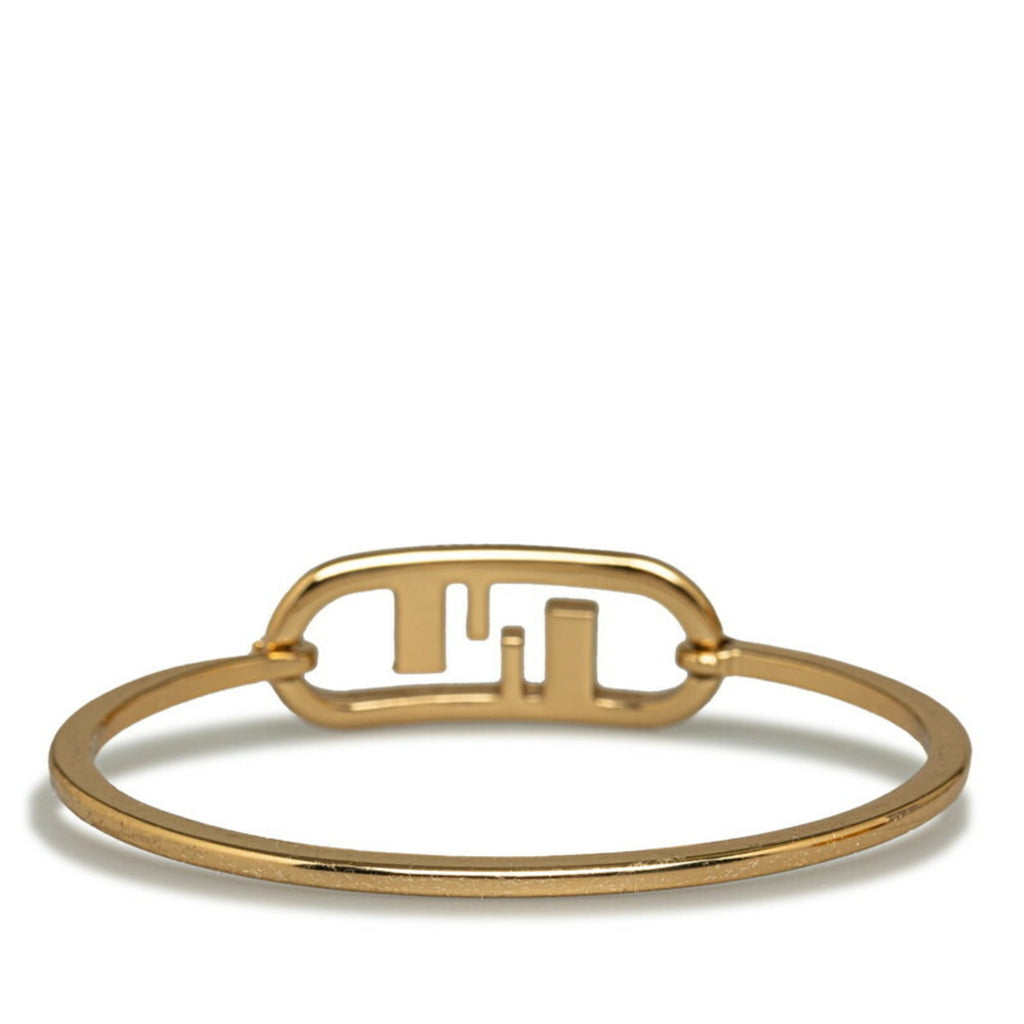 Pre-Owned Fendi Rhinestone Rhinestone Bangle Gold (Fair)