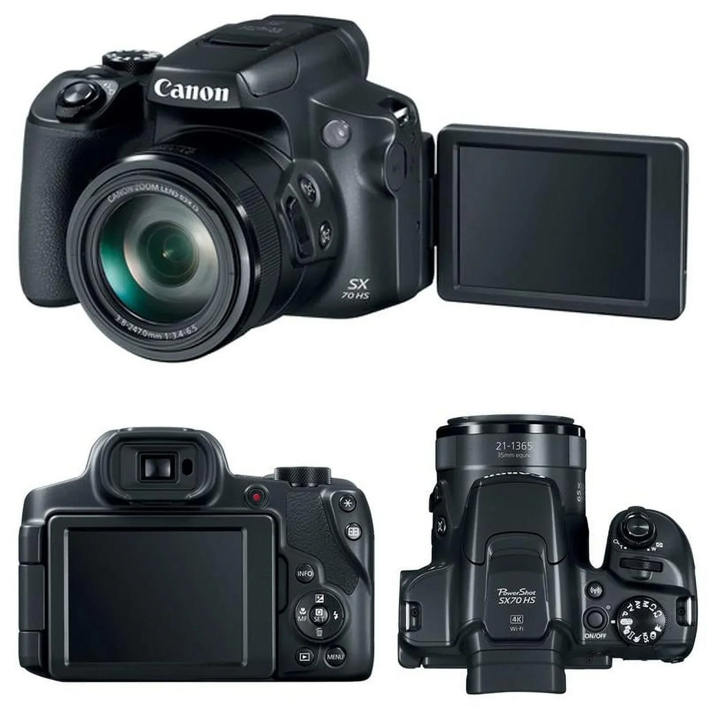 Canon PowerShot SX70 HS 4K Wi-Fi Digital Camera wth Full Accessory Bundle