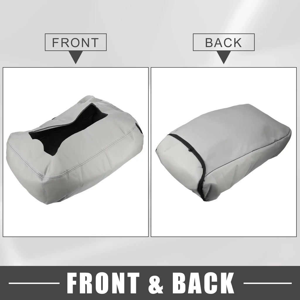 Center Console Cover Pad Waterproof for Chevy Silverado 1500 1500HD 2007-2014 Faux Leather Gray