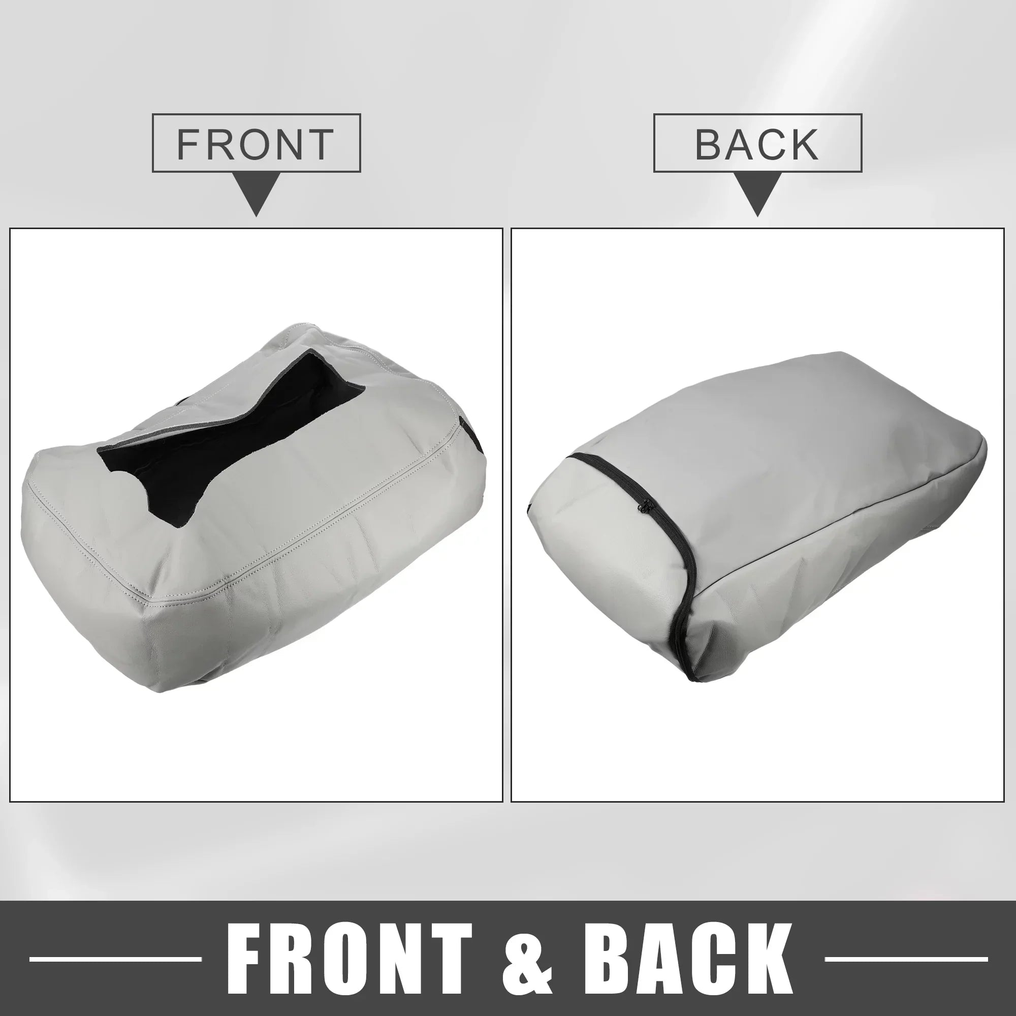 Center Console Cover Pad Waterproof for Chevy Silverado 1500 1500HD 2007-2014 Faux Leather Gray