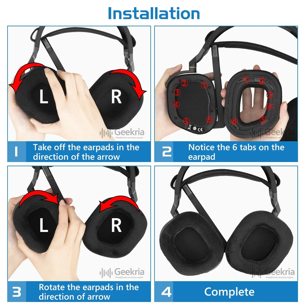 Geekria Comfort Mesh Fabric Replacement Ear Pads for Corsair HS80 RGB Wireless Headphones Ear Cushions, Headset Earpads, Ear Cups Cover Repair Parts (Black)