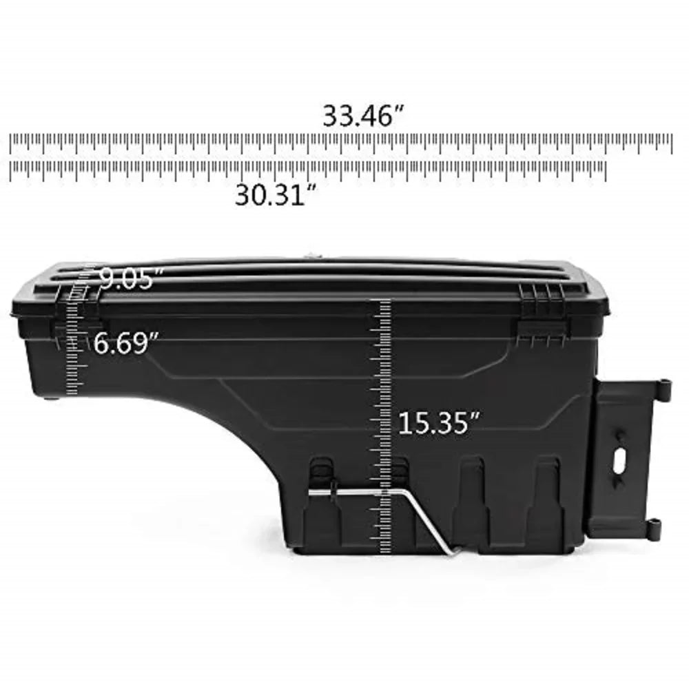 PIT66 Truck Bed Storage Box Toolbox Driver Left Side LH Fit for Toyota Tacoma 2005-2020 Black