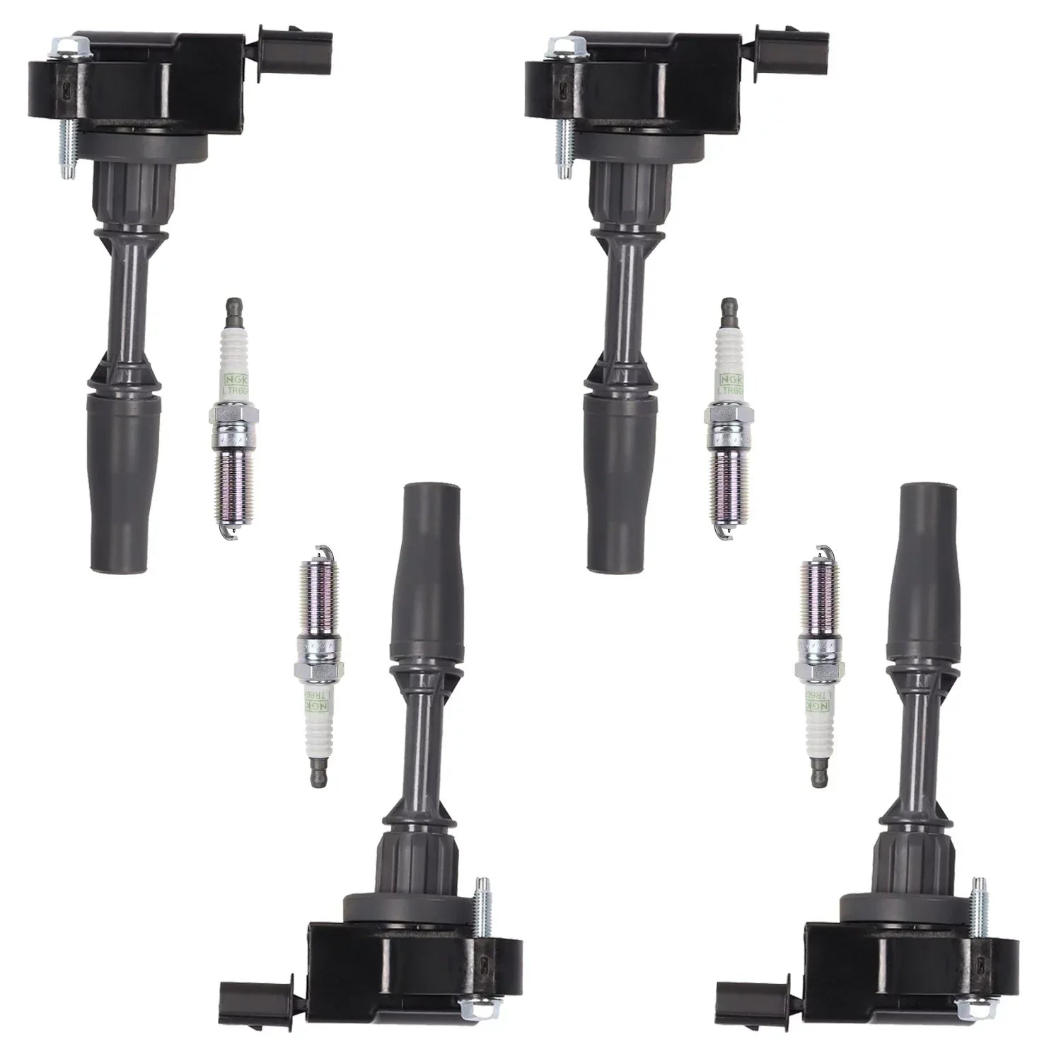 Set of 4 ISA Ignition Coils and NGK Platinum Spark Plugs Compatible with 2018 Buick Regal Sportback 2.0L l4 Replacement for UF680
