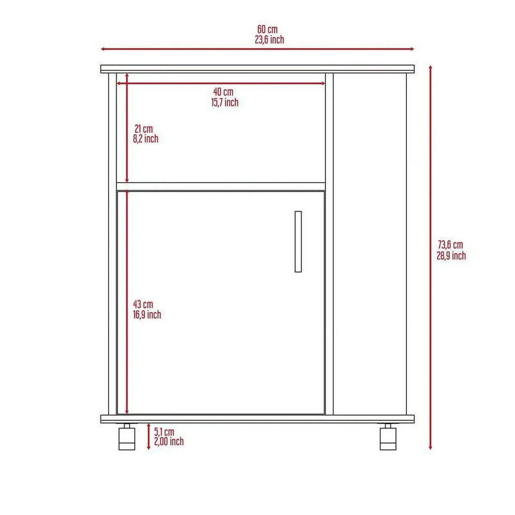 Home Square 2-Piece Set with Utility Sink with Cabinet and Kitchen Service Cart