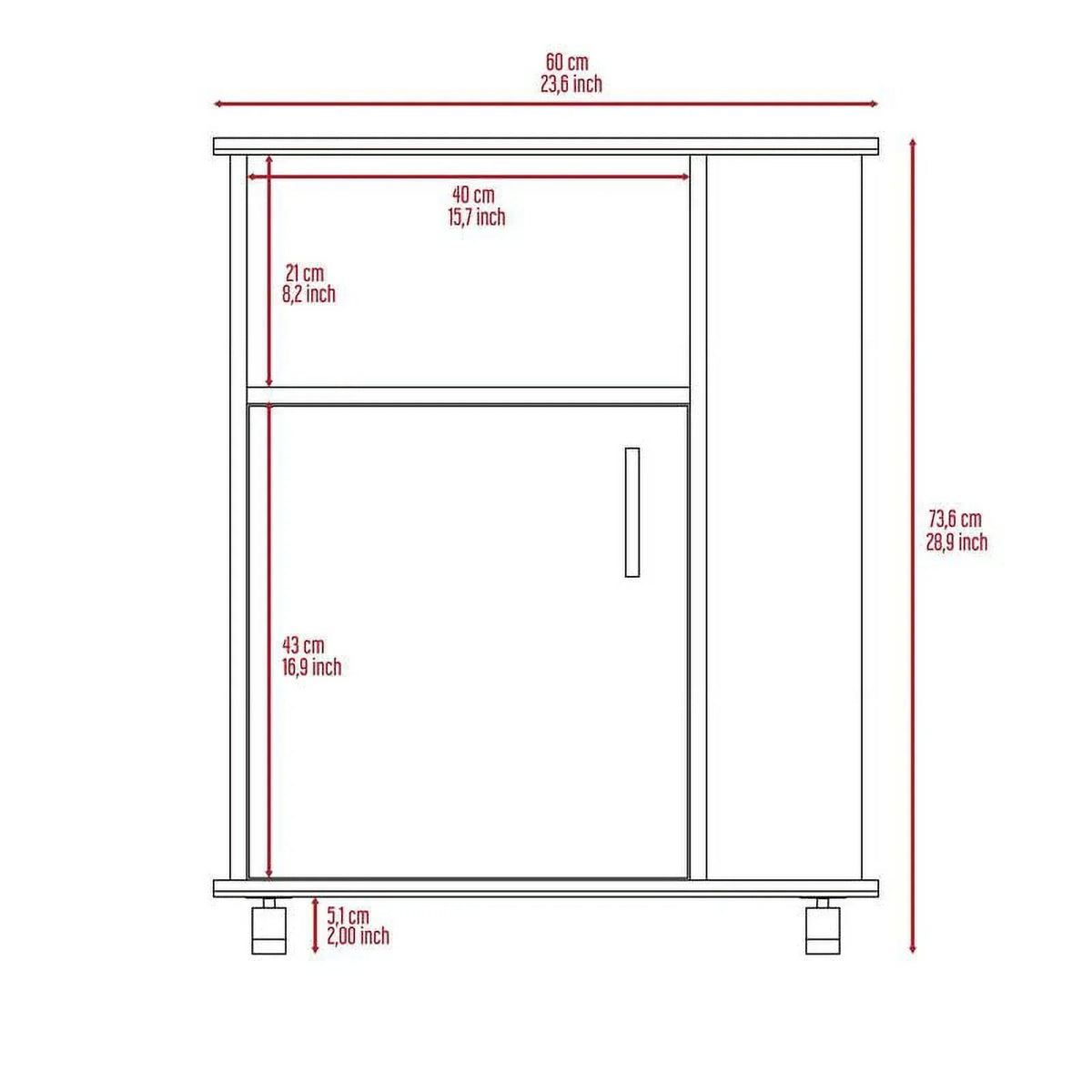 Home Square 2-Piece Set with Utility Sink with Cabinet and Kitchen Service Cart