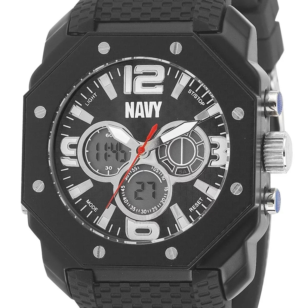 US Navy C28 Watch, Blk Dial & Blk Rubber Strap