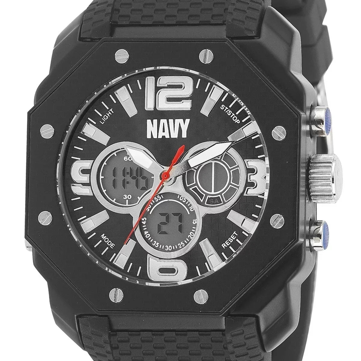 US Navy C28 Watch, Blk Dial & Blk Rubber Strap
