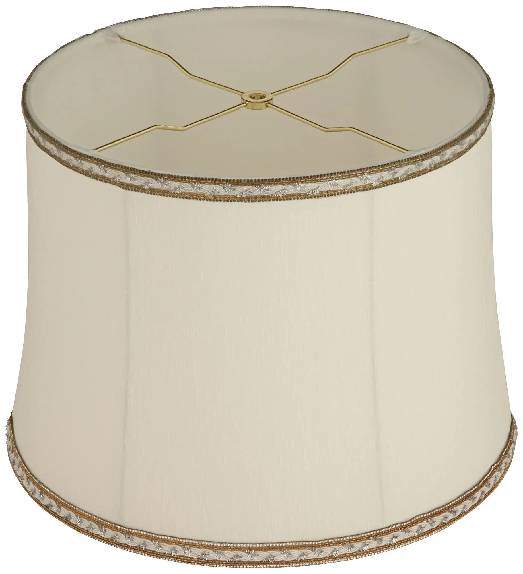 Springcrest Milano Drum Lamp Shades Cream Medium 14" Top x 16" Bottom x 12" High Washer Replacement Harp and Finial Fitting