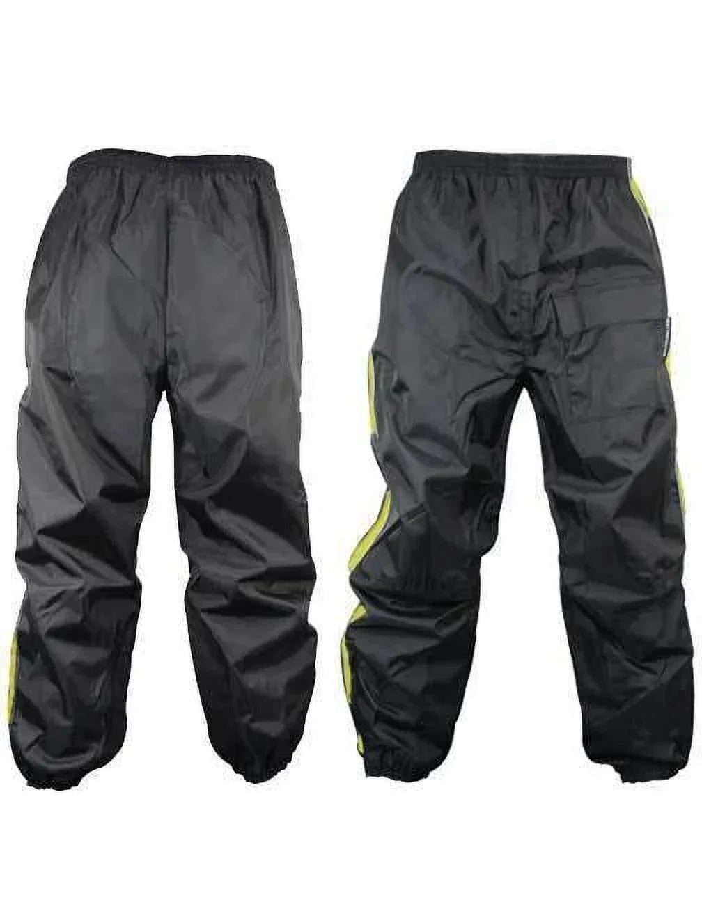 Xelement RN4782 Men's Black and Yellow 2-Piece Motorcycle Rain Suit with Boot Strap Medium