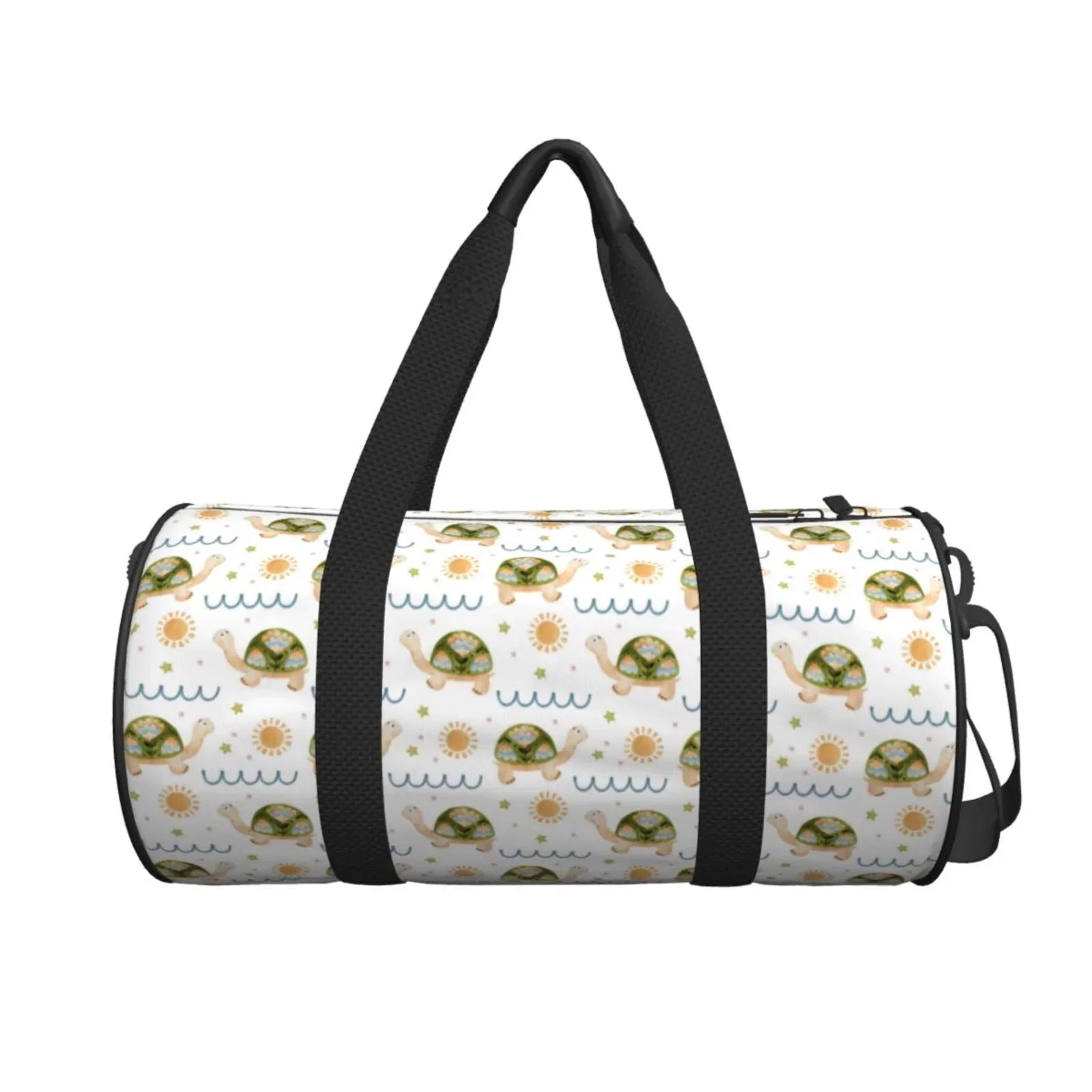Coaee Sea Turtle Basking in the Sun Large Capacity Travel Luggage Bag Cylinder Gym Bag Waterproof Sports Bag with Pocket and Compartment