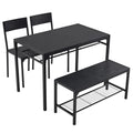 ALFRESCO Black 4-Piece Dining Table Set for 4 - Includes 2 Chairs, 1 Bench, Ideal for Small Spaces