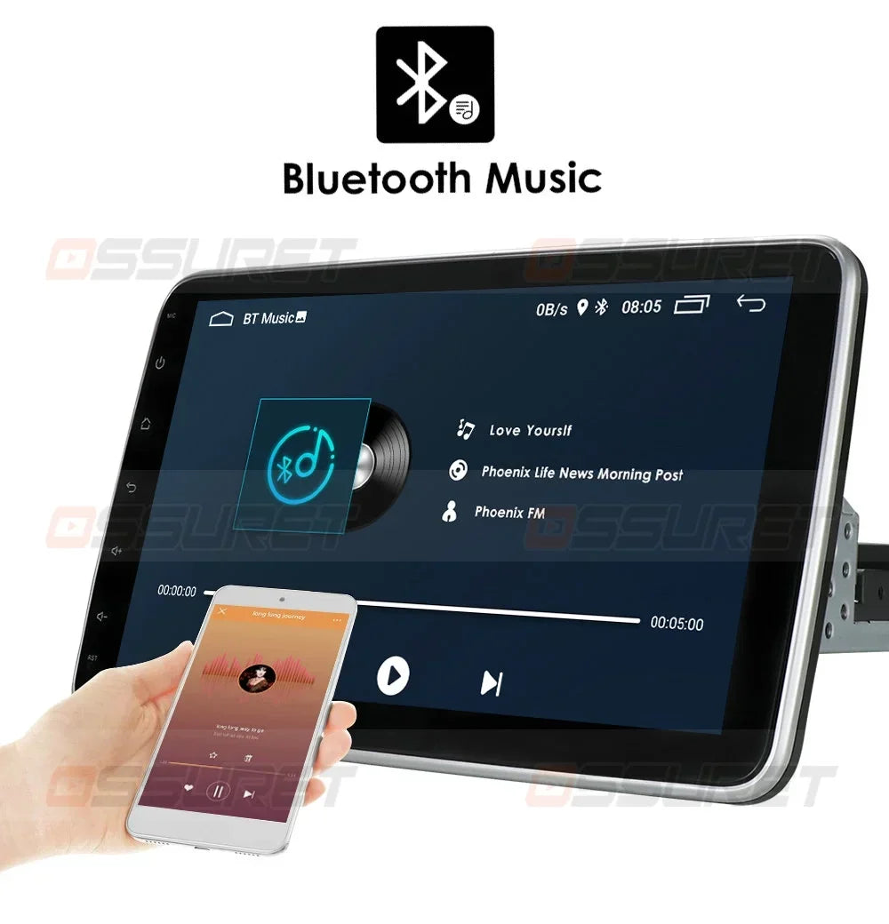 Hizpo Single 1 DIN Rotatable 10.1'' Android 10 Touch Screen With Apple Carplay& Android Auto Car Stereo Radio GPS Navigation Wifi Bluetooth