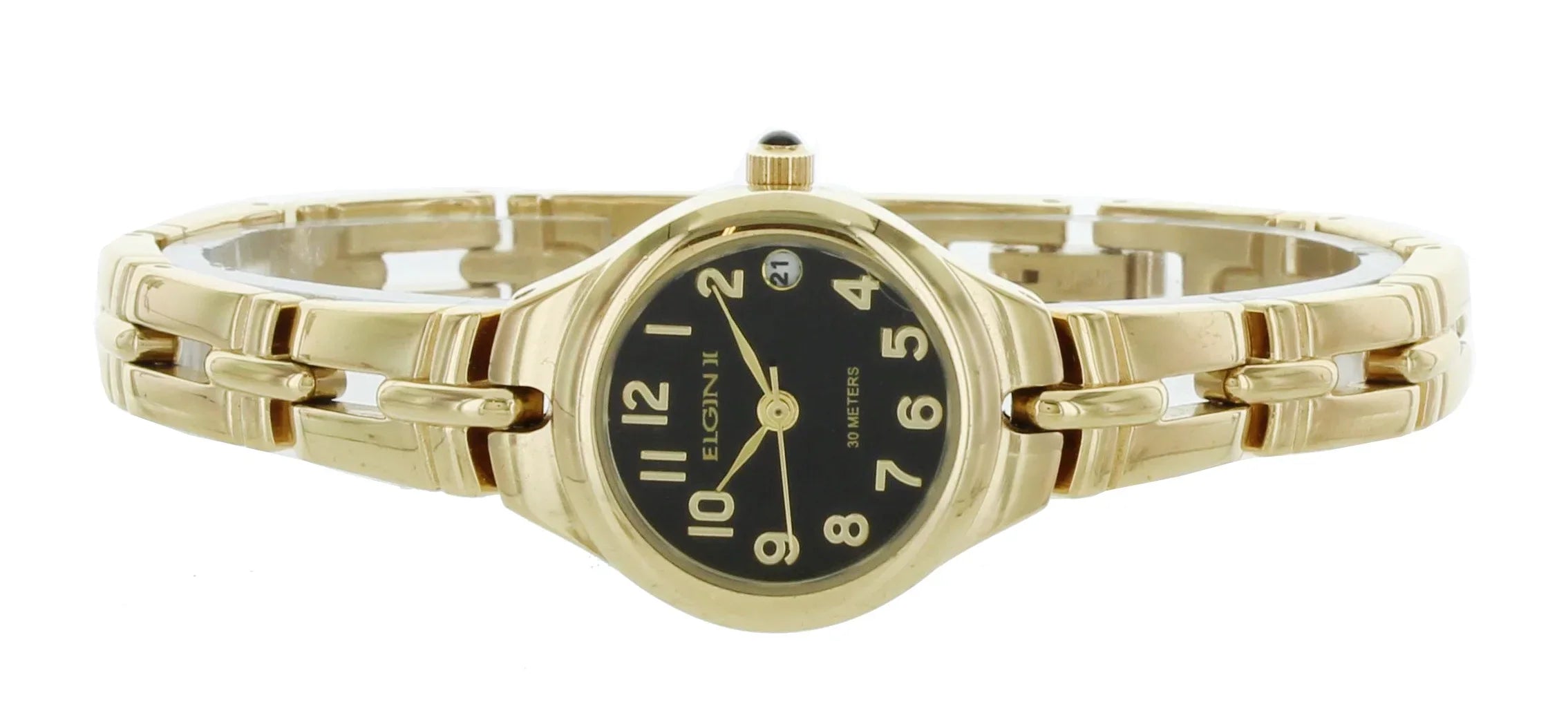 Elgin Women's Round Analog Date Gold Tone Bracelet Style Watch
