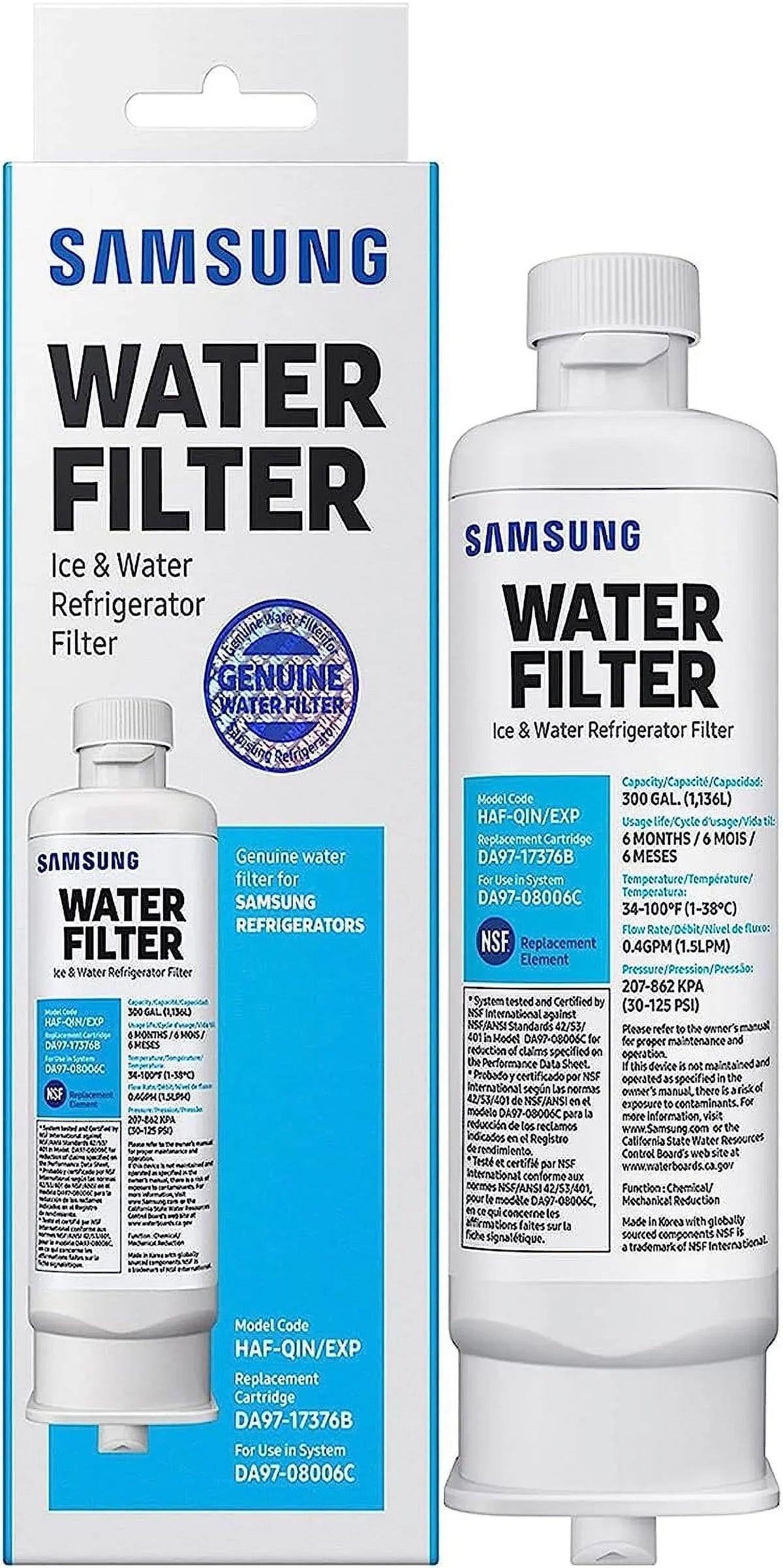 DA97-17376B HAF-QIN, DA9717376B HAF-QIN/EXP Refrigerator Water Filter RF23M8070SG Pack of 6