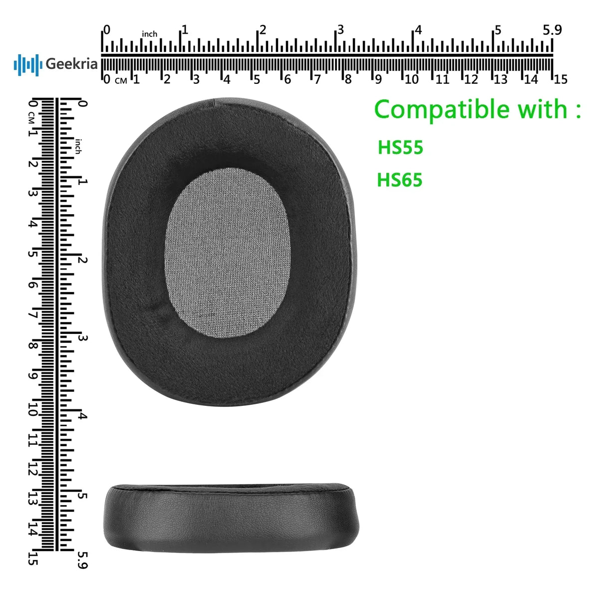 Geekria Comfort Hybrid Velour Replacement Ear Pads for Corsair HS55, HS65 Headphones Ear Cushions, Headset Earpads, Ear Cups Cover Repair Parts (Black)