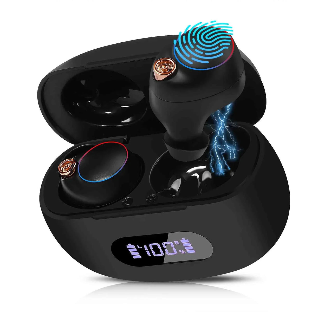 UrbanX True Wireless Bluetooth Earbuds + Charging Case, Black, Dual Connect, IPX5 Water Resistance, Bluetooth 5.2 Connection, Balanced, Bass Boost Compatible with Lenovo Tab M10