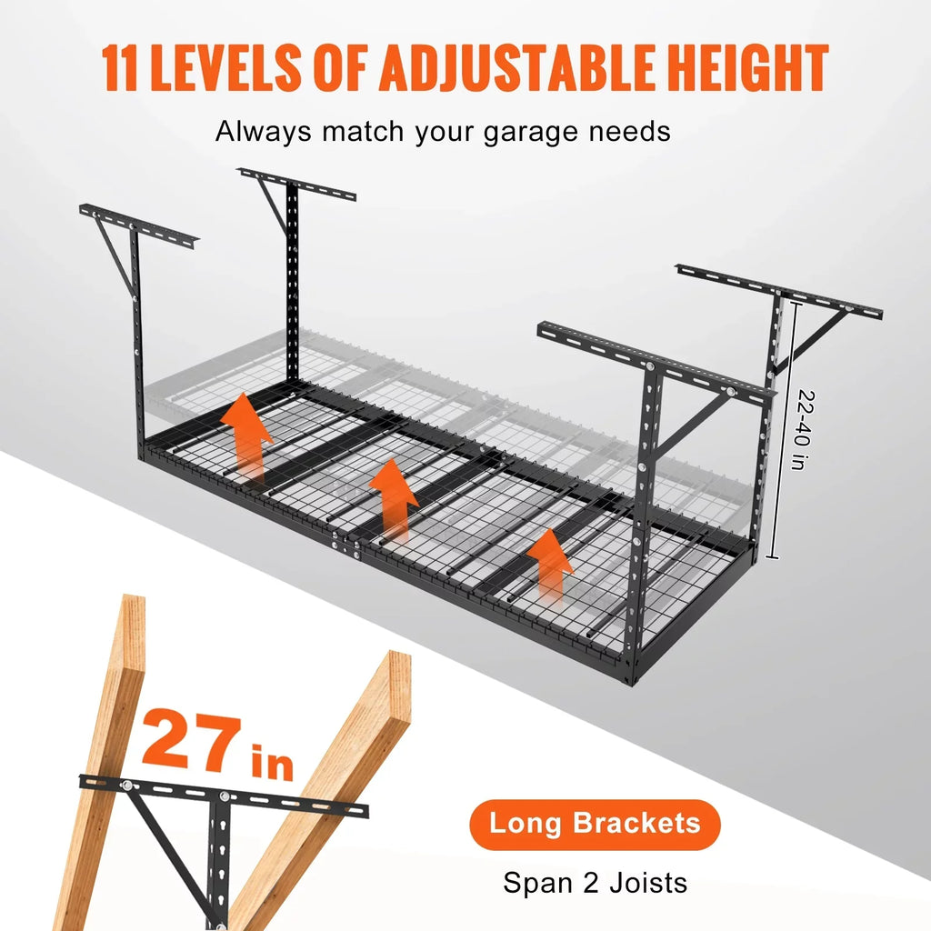 BENTISM Overhead Adjustable Garage Storage Rack 36x96in Ceiling Rack 600lbs Black