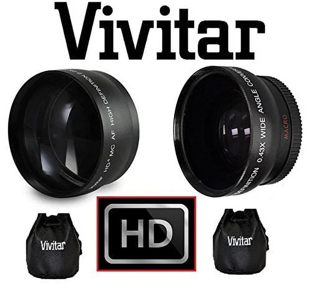 2-Pcs LENS SET PRO HD WIDE ANGLE & TELEPHOTO LENS for NIKON FM10 (52mm Compatible)