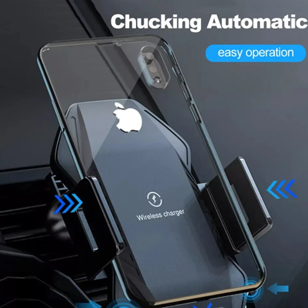 Wireless Car Charger, Saoqi 10W Smart Sensor Auto Clamping Air Vent Dashboard Windshield Car Phone Holder Mount, Compatible for iPhone, Samsung, Google, LG, etc