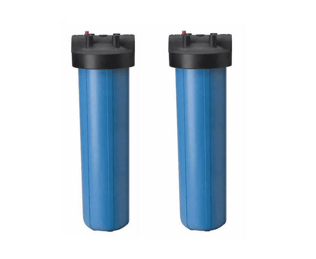 2 Pack: Big Blue Housing Canister Water Sump 1" NPT w/ Pressure Relief for 4.5" x 20" Whole House Filters