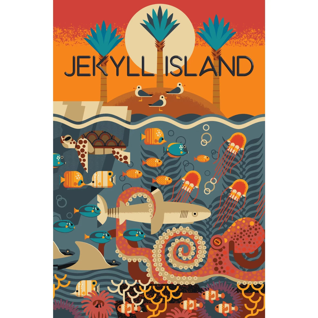 Jekyll Island, Georgia, Textured Geometric (1000 Piece Puzzle, Size 19x27, Challenging Jigsaw Puzzle for Adults and Family, Made in USA)