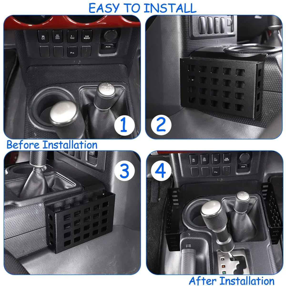 Tinki  Car Shifter Storage Box Compatible with Toyot@ FJ Cruiser 2007-2021, Black,Height 5.3in,1PCS