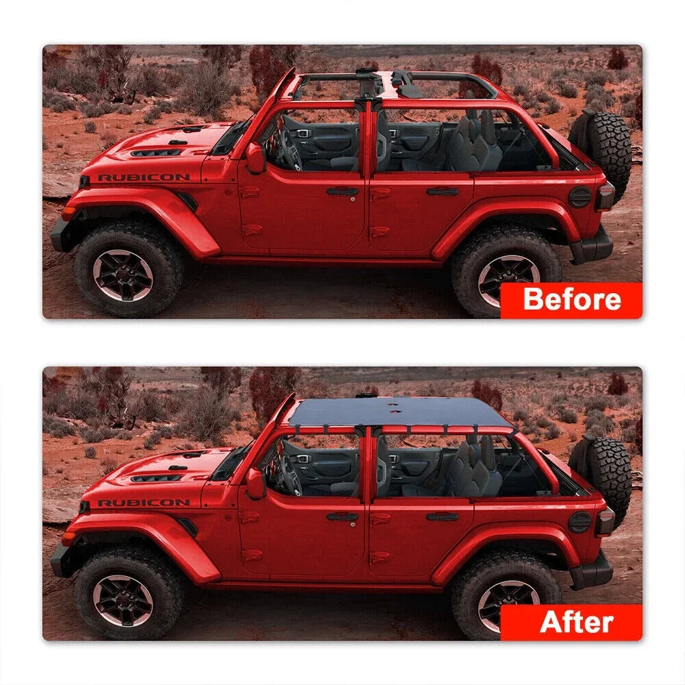 KingFurt Leather Top Sunshade Protection, Black, Jeep Wrangler JK/JKU 2007-2018, Durable & Easy to Install
