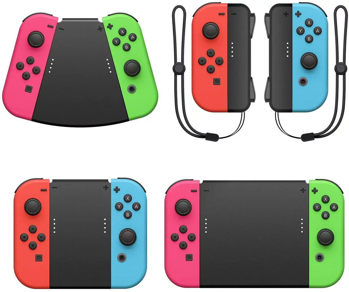 Game Handle Connector for Nintendo Switch Joy-Con, 5-in-1 Gamepad Handle with Wrist Strap for NS Switch Grip